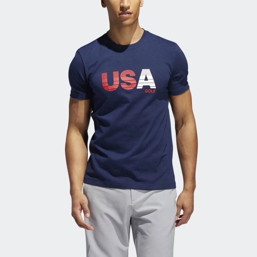 adidas Mens USA Golf Short Sleeve T-Shirt - Size M